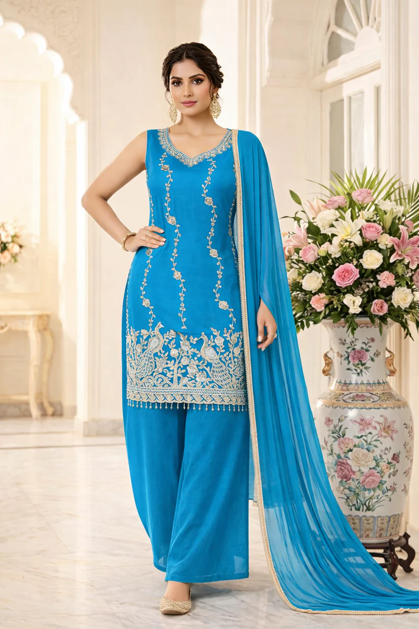 ElegantSouthAsianwomaninturquoiseensemble